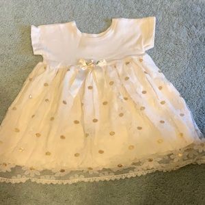 18 month girl ivory & gold lace Short sleeve dress